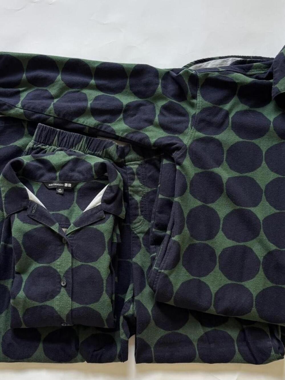 Marimekko x Uniqlo 3 Piece Set Polka Dot Green Black Kivet Lounge Set XS S M - Picture 8 of 8